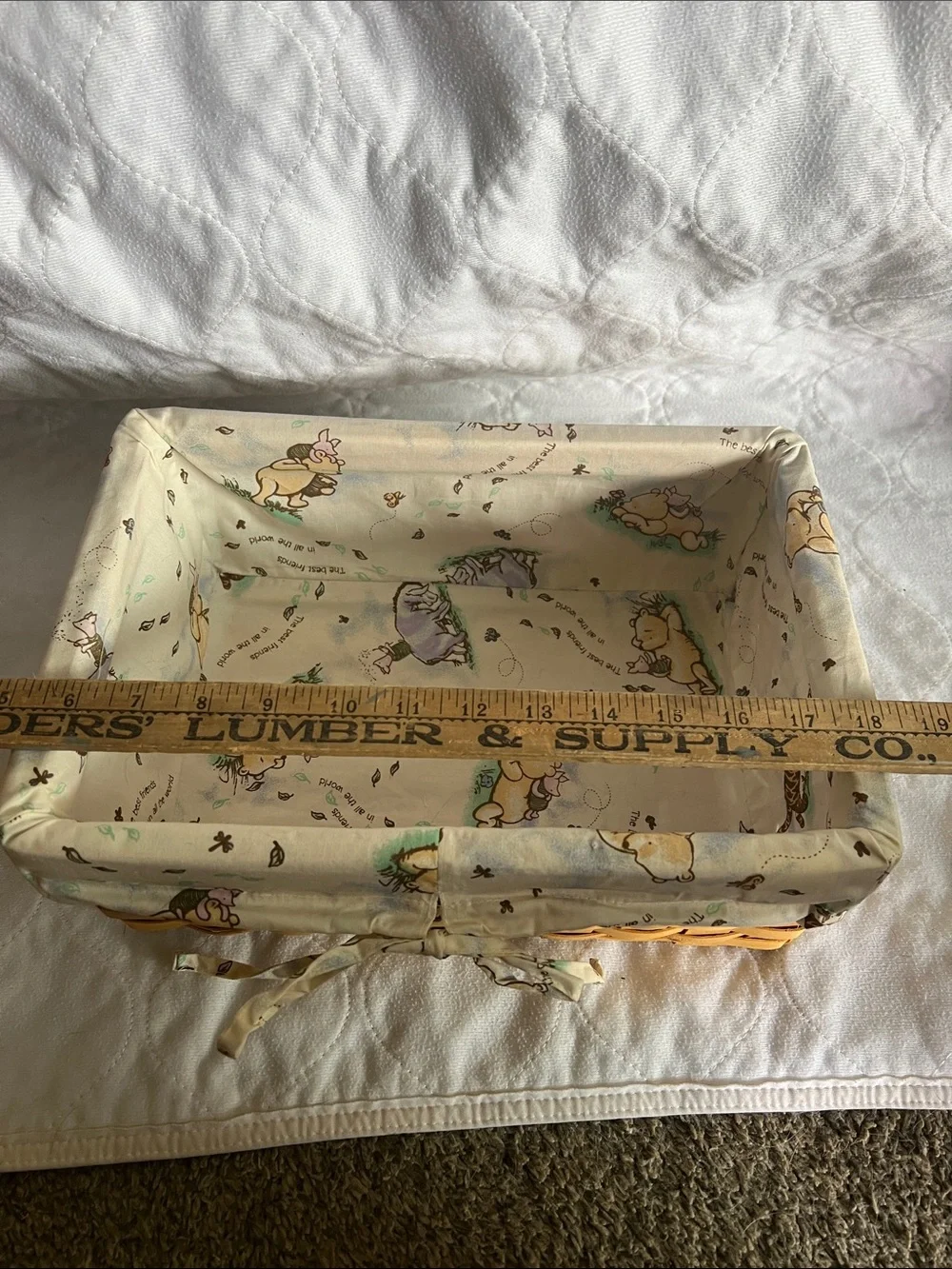 Natural Woven Rectangular Storage Baskets with Classic Pooh Liners (Set of 3)